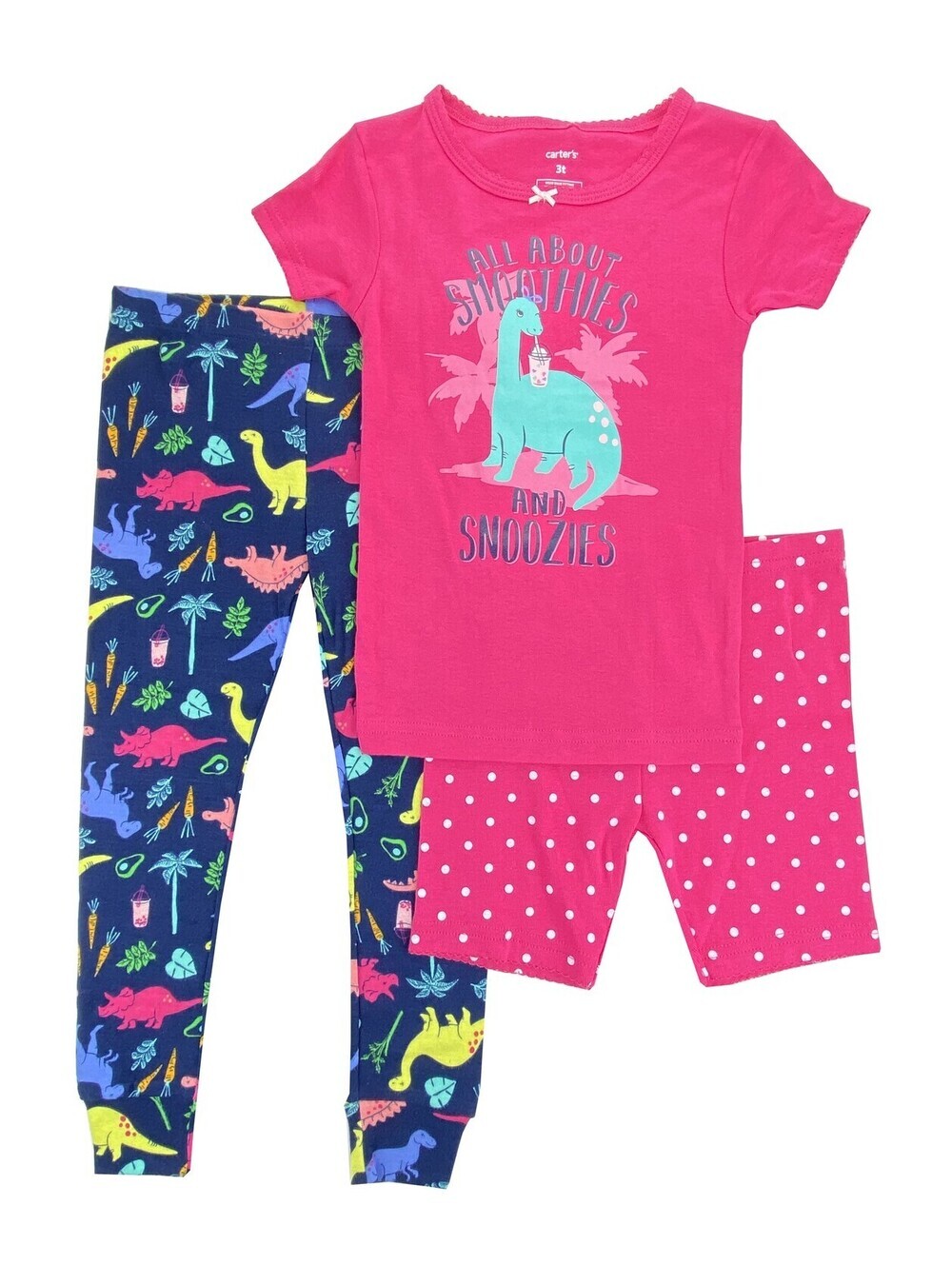 Carter's Girls Or Boys 3 Piece Cotton Pajama Set Size 3T